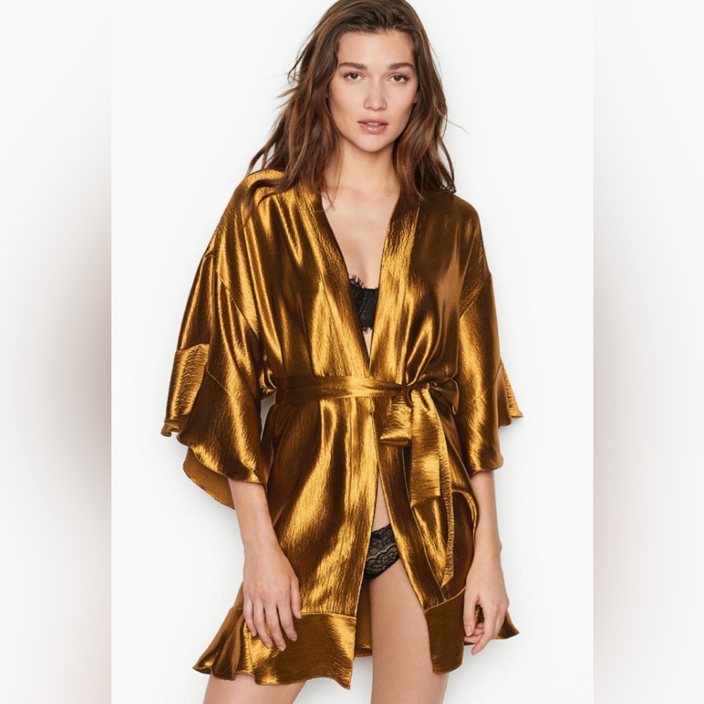 COPY - Victoria’s Secret flounce kimono robe in the shade bronze gold
